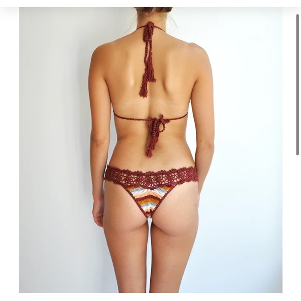 Anna Kosturova CROCHET MARSALA STRIPE BELLA BIKINI - BRAZILIAN BOTTOM - Picture 2 of 7
